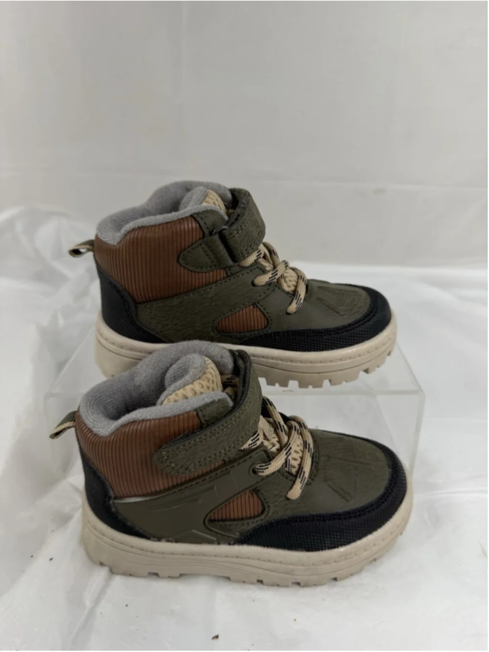 CARTER'S ILKER HIKING ANKLE BOOTS SZ 7M BROWN OLIVE LITTLE BOYS